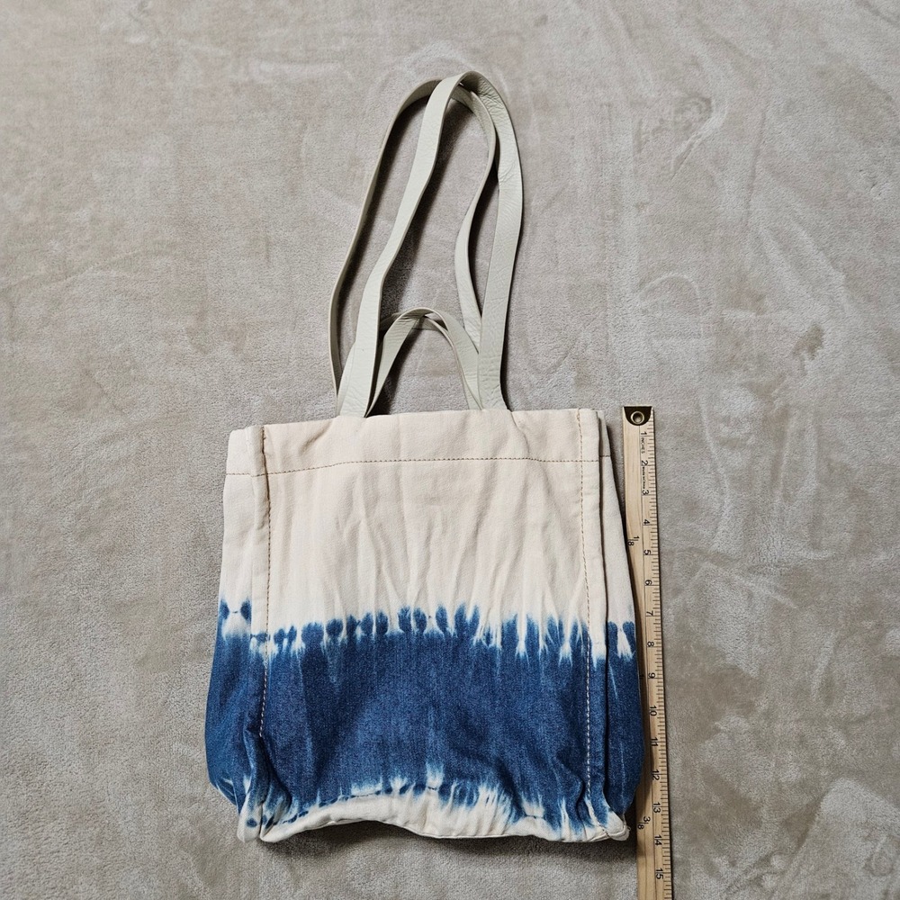 Lucky Brand Canvas‎ Leather Tie Dye Tote Bag Blue Cream Shoulder Bag - Picture 5 of 9